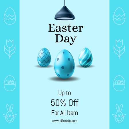 Designvorlage Easter Holiday Offer with Blue Easter Eggs für Instagram