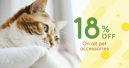 Pet Accessories Discount Offer with Cute Cat Facebook AD Modelo de Design