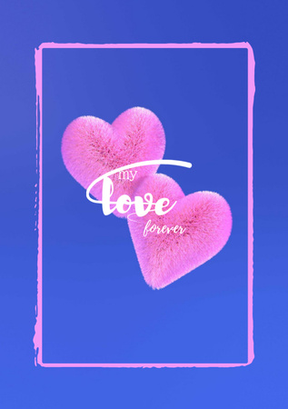 Cute Love Phrase with Pink Hearts Postcard A5 Vertical Design Template