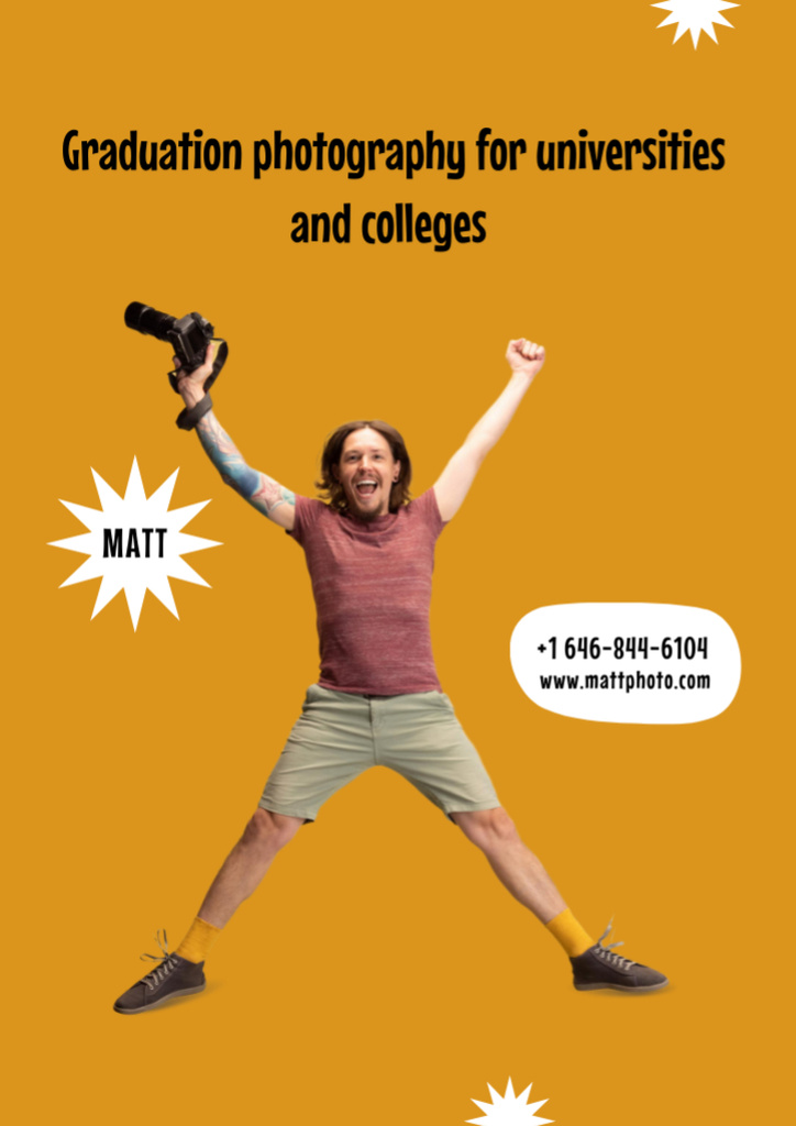 Platilla de diseño Graduation Photography Services Offer with Excited Photographer Flyer A4