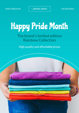 Pride Month Greeting And Discounts on Colorful Clothes Poster 28x40in Design Template