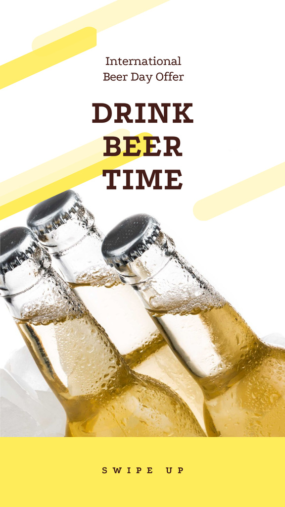 Template di design Beer Day Offer Bottles on Ice Instagram Story