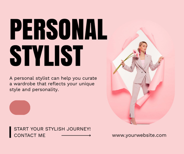 Plantilla de diseño de Personal Stylist's Offer on Pink Facebook 