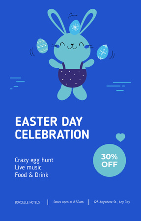 Easter Promotion with Rabbit on Blue Invitation 4.6x7.2inデザインテンプレート