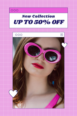 Designvorlage New Collection of Trendy Pink Sunglasses für Pinterest