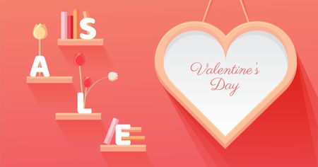 Valentine's Day Sale with Big Heart Facebook AD Design Template