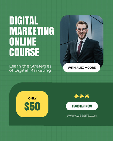 Designvorlage Digital Marketing Online Course Offer für Instagram Post Vertical