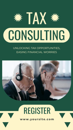 Ontwerpsjabloon van Instagram Video Story van Services of Tax Consulting with Working Consultants