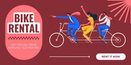 Red'de Seyahat ve Eğlence için Kiralık Bisiklet Teklifi Twitter Tasarım Şablonu