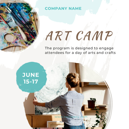 Designvorlage einladung zum art camp für Instagram