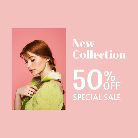 Discount Offer with Beautiful Woman Instagram Design Template