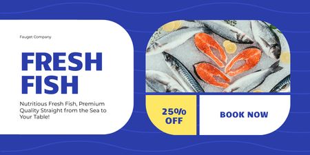 Fresh Fish with Discount Twitter Design Template