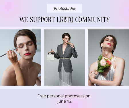Designvorlage Lebendiges Fotostudio, das die LGBT-Community unterstützt für Facebook