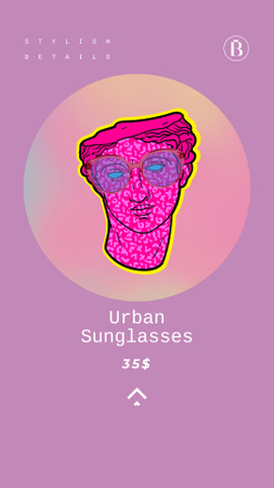 Sunglasses Ad Sculpture in Pink Eyewear Instagram Video Story Design Template