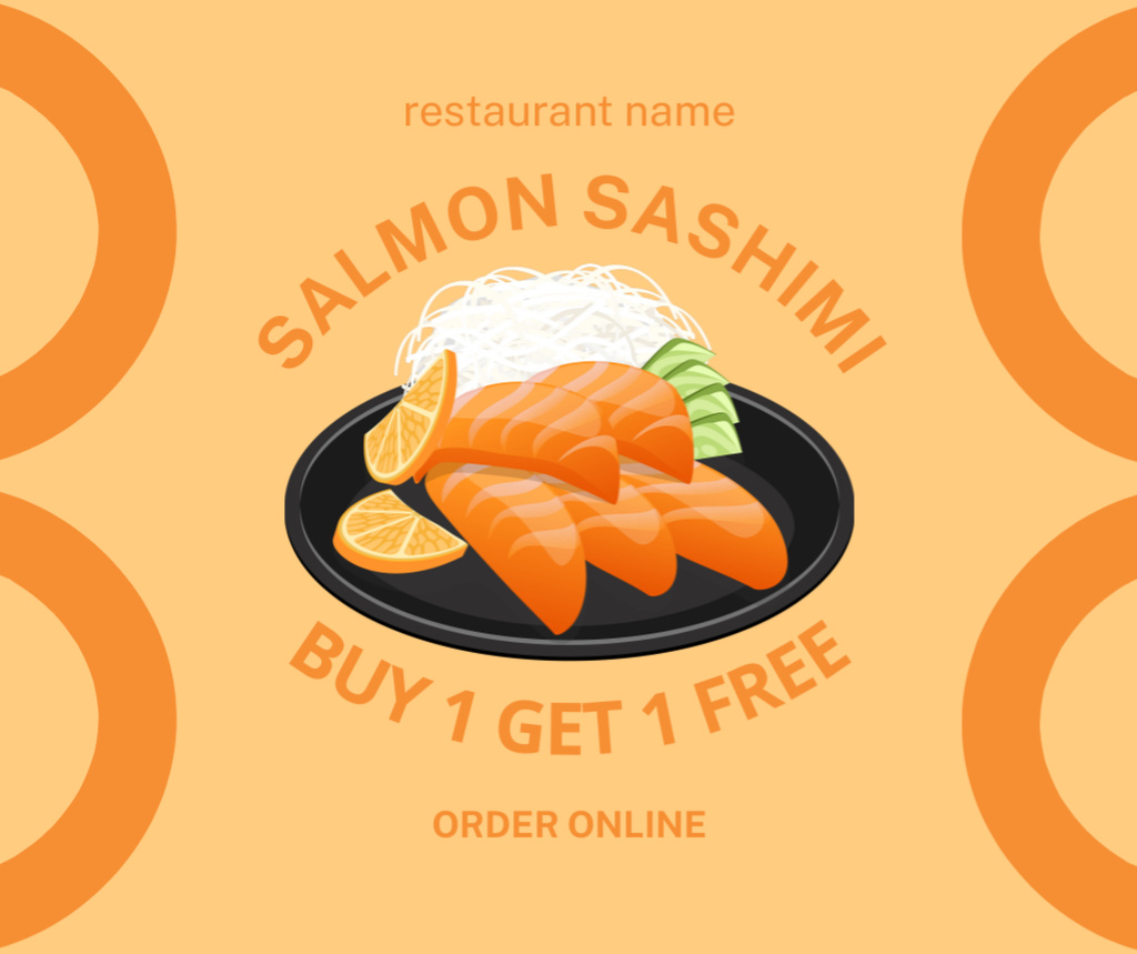 Ontwerpsjabloon van Facebook van Promotional Offer for Sashimi on Orange