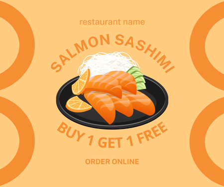 Promotional Offer for Sashimi on Orange Facebook Design Template