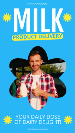 Milk Products Delivery Offer on Blue Instagram Video Story Design Template
