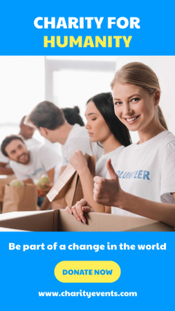Volunteers Packing Food for Charity Instagram Story Design Template