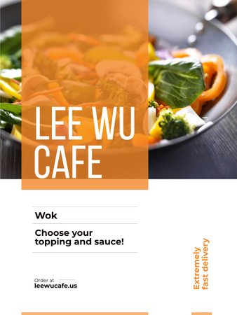 Designvorlage Wok menu promotion with asian style dish für Poster US