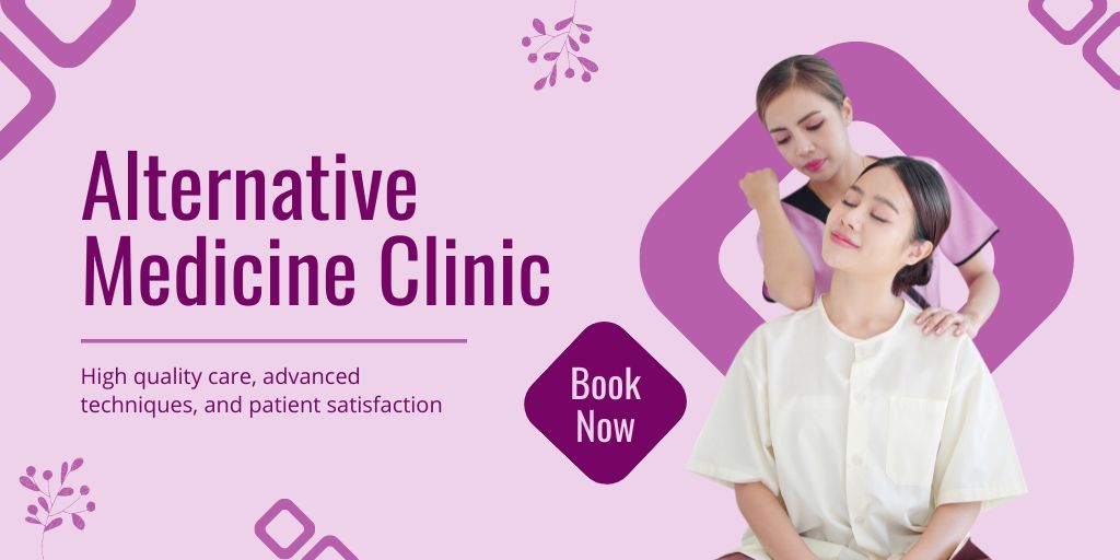 Alternative Medicine Clinic With Chiropractic And Booking Twitter tervezősablon
