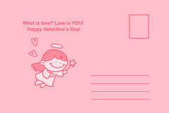 Saint Valentine's Day Greeting on Pink with Cute Angel