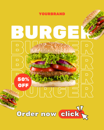 Offer of Yummy Burger Instagram Post Vertical Tasarım Şablonu