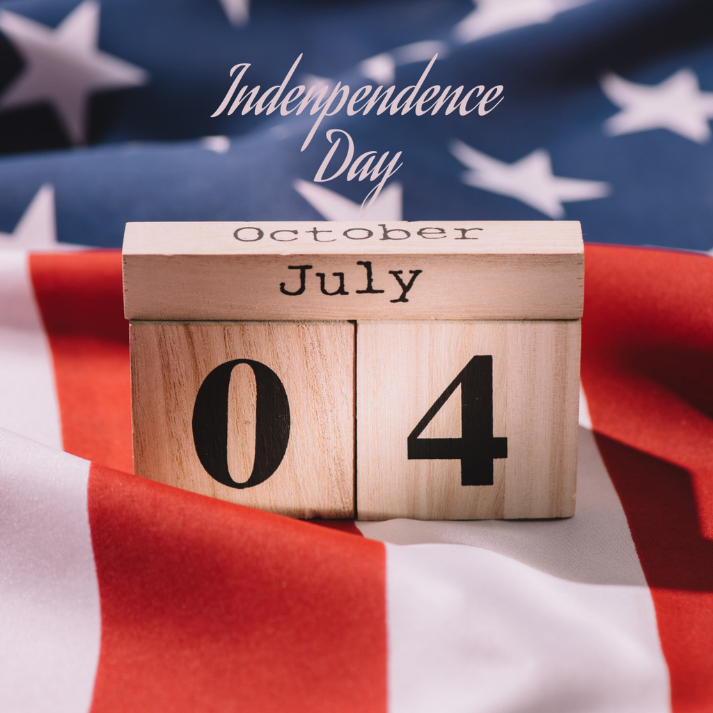 Ontwerpsjabloon van Instagram van American Independence Day Congratulations With Flag