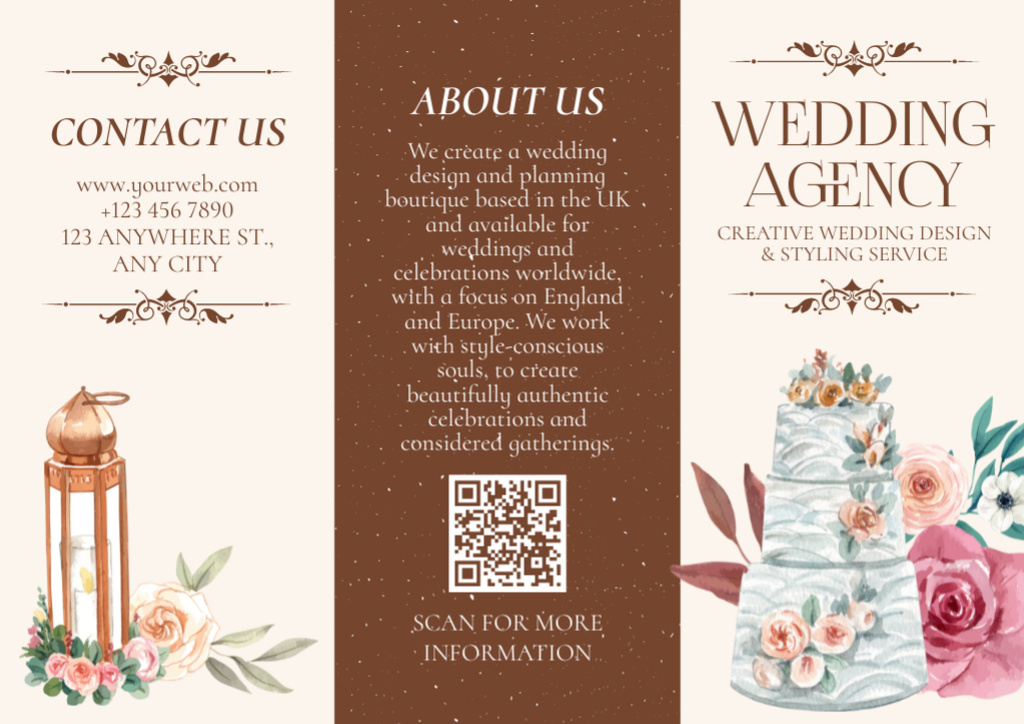 Wedding Agency Services Brochure Modelo de Design