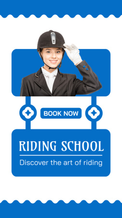 Platilla de diseño Riding School Ad with Attractive Horsewoman Instagram Video Story