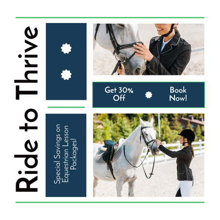 Template di design Sconto speciale sull'offerta di lezioni di equitazione Instagram AD