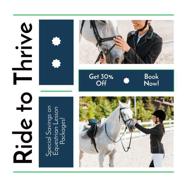 Special Discount On Equestrian Lessons Offer Instagram ADデザインテンプレート