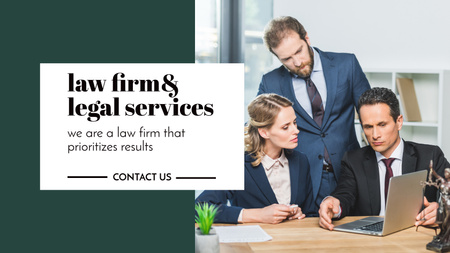 Lawyers Team in Law Firm Title 1680x945px Design Template