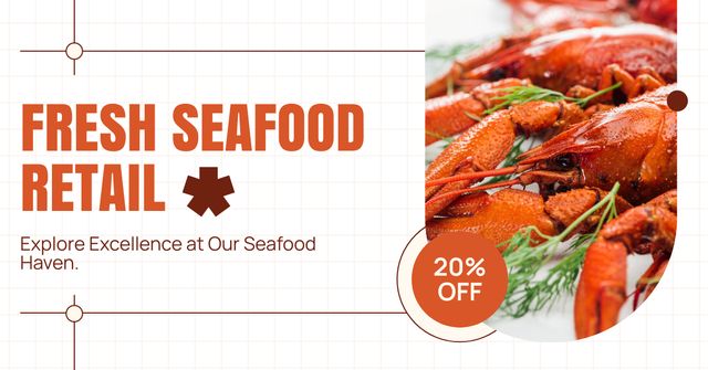 Fresh Seafood Retail Announcement Facebook AD Design Template