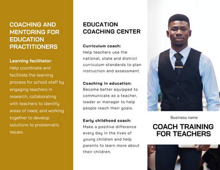 Προσφορά εκπαίδευσης προπονητών και καθοδήγησης για εκπαιδευτικούς Brochure 8.5x11in Z-fold Πρότυπο σχεδίασης