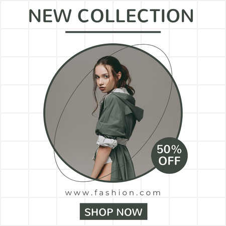 Fashion Collection Ad with Stylish Girl Instagram Design Template