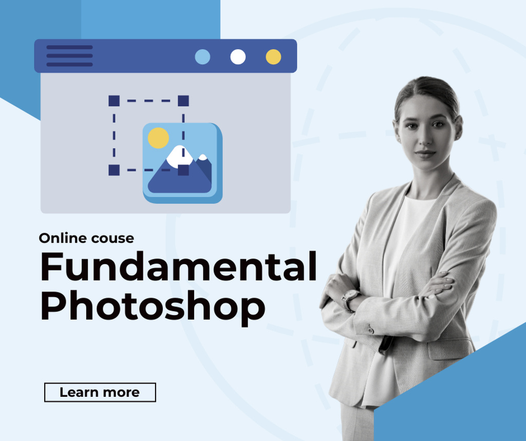 Photoshop Fundamentals Online Course Ad Facebook Design Template