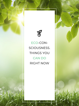 Eco Quote Light Bulb with Leaves Poster US Design Template