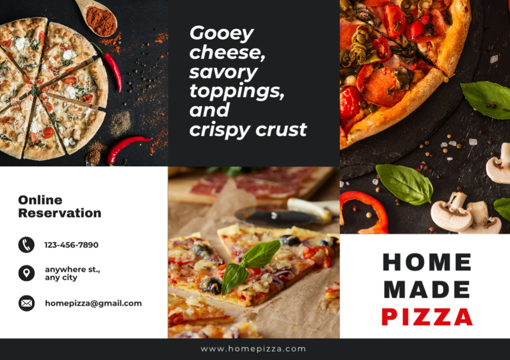 Collage with Homemade Pizza Brochure Πρότυπο σχεδίασης