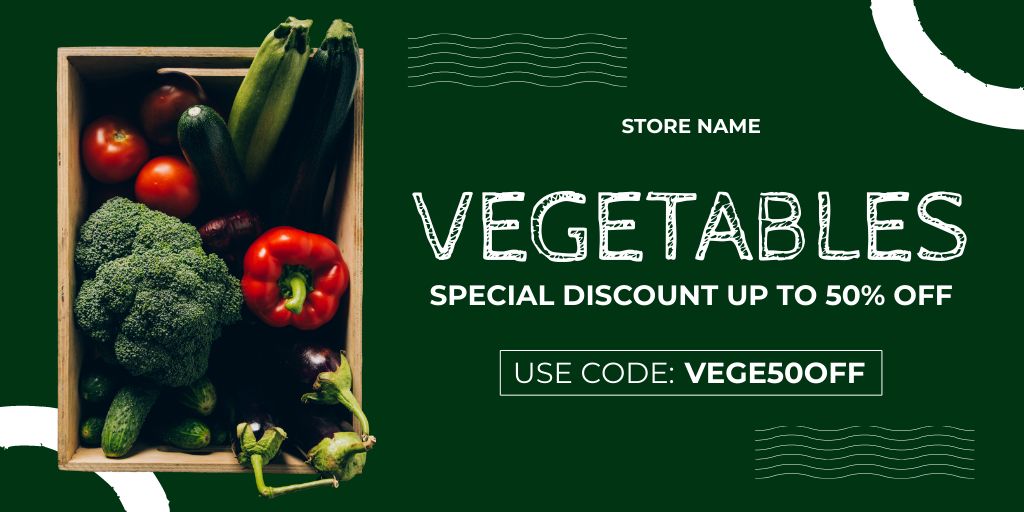 Special Discount Promo on Fresh Vegetables Twitter Šablona návrhu