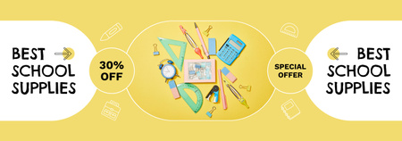 Ontwerpsjabloon van Tumblr van Beste afgeprijsde schoolbenodigdheden op geel