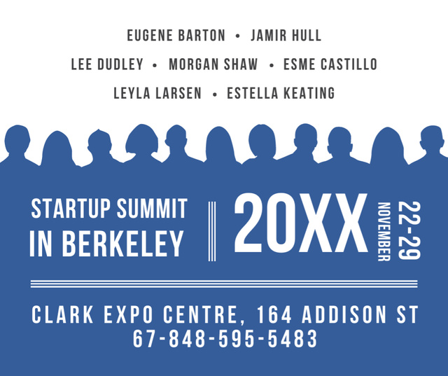 Startup Summit Announcement Businesspeople Silhouettes Facebook Modelo de Design