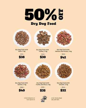 Pet Food Sale Announcement Poster 16x20in Design Template