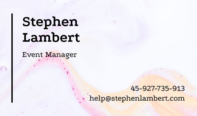 Plantilla de diseño de Event Manager Contacts with Light Watercolor Pattern Business card 