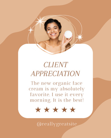 Customer Review of Moisturizing Face Cream for Women Instagram Post Vertical Design Template