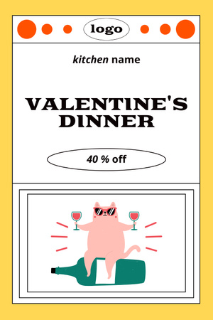 Valentine's Day Dinner Discount Offer Pinterest Design Template
