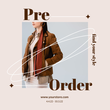 Pre-Order Offer with Stylish Young Woman Instagram AD Πρότυπο σχεδίασης