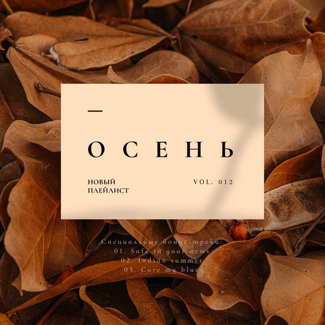 Autumn Mood with dry Leaves Album Cover Tasarım Şablonu