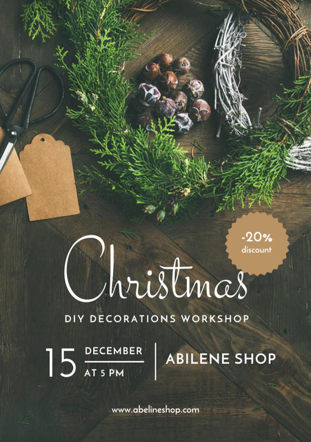 Ontwerpsjabloon van Flyer A5 van Christmas Decoration Workshop Announcement