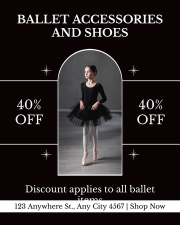 Designvorlage Rabatt auf Ballettzubehör und Schuhe für Instagram Post Vertical