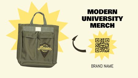 College Apparel and Modern Merchandise on Yellow Label 3.5x2in Design Template